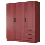 61"Wide 3-Door Wardrobe for Hanging With 3 Drawers & Shelves